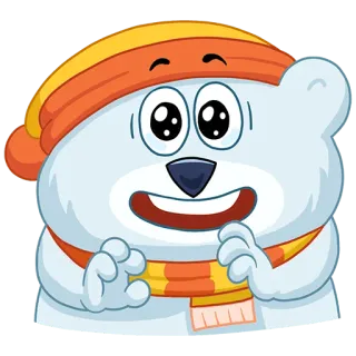 🥹 Dessin animé, Ours, Mignon, Hiver, Écharpe, Chapeau, Illustration telegram sticker
