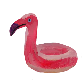 🎈 flamingo, bird, pink, animal, tropical, pool float, painting telegram sticker