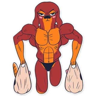 💪 anjing, kartun, berotot, hewan, lucu, binaraga telegram sticker