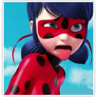 💩 Ladybug Miraculous: Tales of Ladybug & Cat Noir 만화, 슈퍼히어로, 소녀, 혀, 얼굴 whatsapp sticker