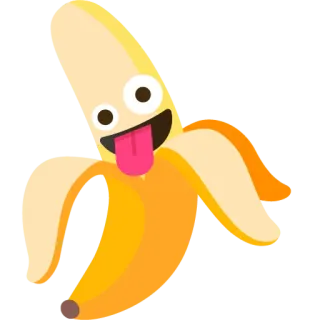 🤪 กล้วย, ผลไม้, การ์ตูน, อีโมจิ, ตลก, น่ารัก, เปลือก telegram sticker