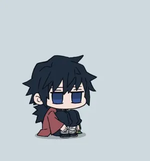 😐 Giyu Tomioka Demon Slayer 动漫, 漫画, 鬼灭之刃, 富冈义勇, Q版, 可爱 whatsapp sticker