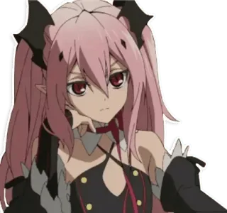 😐 Krul Tepes Seraph of the End Anime, Vampir, Mädchen, Pinke Haare, Krul Tepes, Seraph of the End telegram sticker