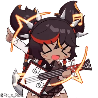 🤘 anime, cute, music, cartoon, character, guitar telegram sticker
