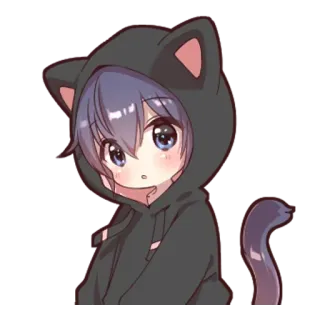 🌟 애니메이션, 고양이, 후드티, 만화, 귀여운, 카와이 telegram sticker