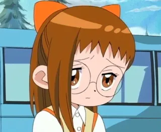 😞 Аниме, Мультфильм, Грустный, Девочка, Очки, Милый telegram sticker