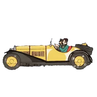🚗 Auto, Vintage, Gelbes Auto, Cartoon telegram sticker