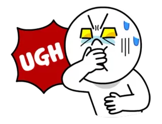 😨 UGH угх, мультфильм, реакция, эмоция, разочарование, отвращение telegram sticker