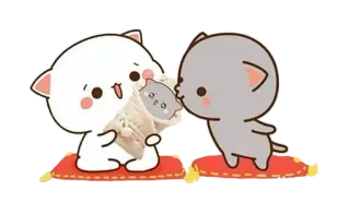 👨‍👨‍👦 chat, dessin animé, mignon, animal, autocollant, coussin telegram sticker