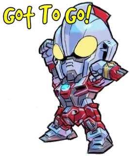 👋 GOT To GO! Roboter, Cartoon, Chibi, Muss los, Rot, Weiß, Schnell, Action telegram sticker