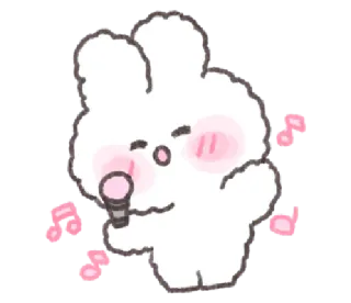 💬 coelho, coelho, microfone, música, fofo, kawaii, cantando whatsapp sticker