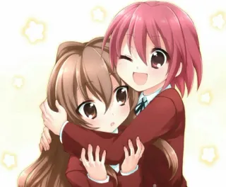 ❤ Anime, Mädchen, Umarmung, Freunde, Cartoon, Süß telegram sticker