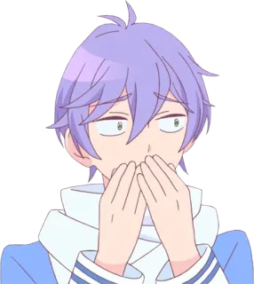 🙊 Anime, Kreskówka, Zszokowany/a, Postać, Fioletowe włosy, Zaskoczony/a telegram sticker