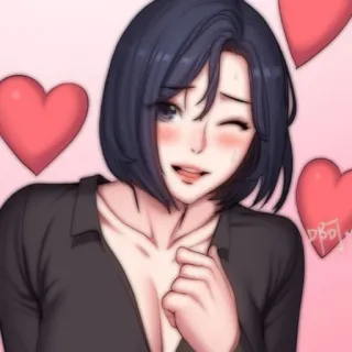 💭 anime, dziewczyna, serca, mrugnięcie, kreskówka telegram sticker