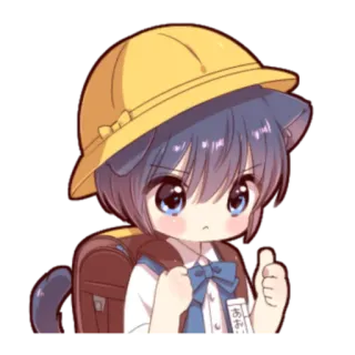 🍓 あおい Anime, Orelhas de gato, Escola, Mochila, Fofo, Rabo de gato telegram sticker