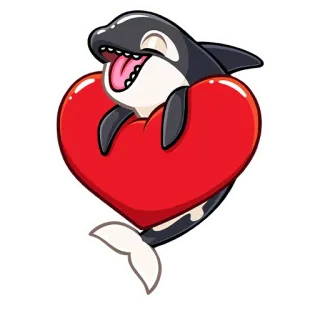 ❤️ 범고래, 심장, 동물, 해양 생물, 사랑 telegram sticker