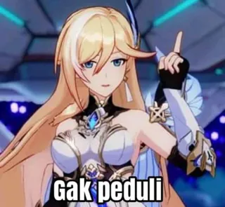 🗿 Gak peduli อนิเมะ, ผู้หญิง, ผมบลอนด์, เฉยเมย, ชี้ whatsapp sticker