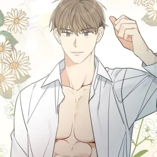 ☕️ uomo, anime, manga, senza maglietta, maschio, arte, illustrazione telegram sticker