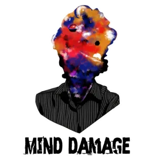 😑 MIND DAMAGE повреждение рассудка, абстракция, яркий, голова, бюст, искусство, наклейка telegram sticker