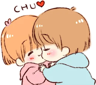 😚 CHU mignon, amour, baiser, couple, romance, affection, dessin animé telegram sticker