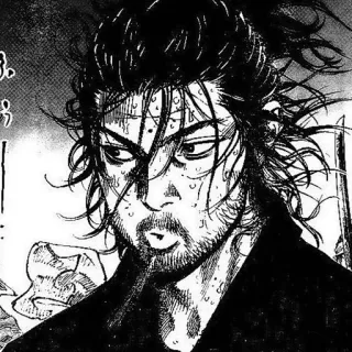 😮‍💨 Miyamoto Musashi Vagabond zwerver, Miyamoto Musashi, manga, samoerai, krijger telegram sticker