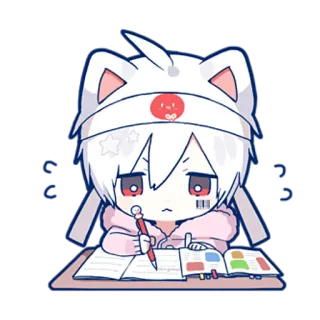 😕 anime, kawaii, student, studying, desk, writing, character, cute telegram sticker