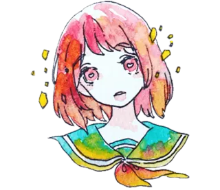 😍 cô gái, màu nước, anime, minh họa, chân dung, dễ thương telegram sticker