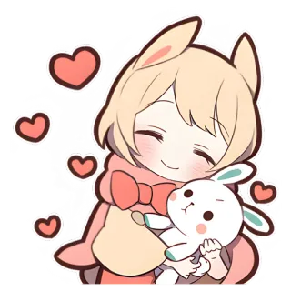 🤗 Аниме, Зайчик, Милый, Каваий, Сердечки, Кролик telegram sticker