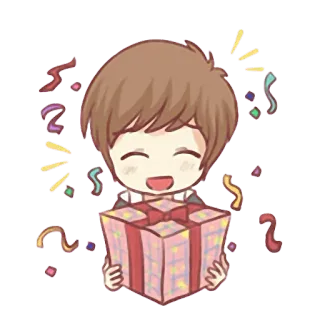🎁 Cartoon, Geschenk, Feier, Konfetti, Niedlich, Glücklich, Geschenk telegram sticker