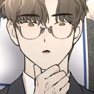 🧋 anime, cartoon, man, glasses, thinking telegram sticker