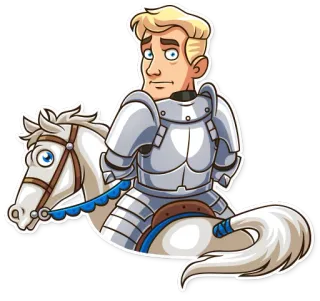 😳 cavaleiro, cavalo, armadura, medieval, desenho animado telegram sticker