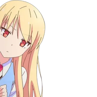 👀 garota anime, cabelo loiro, olhos vermelhos, personagem anime, desenho animado, adesivo whatsapp sticker