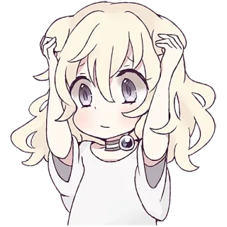😬 Anime Mädchen, Chibi, Cartoon, Niedlich, Blonde Haare, Große Augen telegram sticker