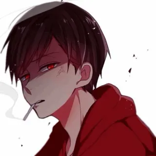 🚬 Аниме, Курение, Красные глаза, Толстовка, Сигарета, Мультфильм telegram sticker