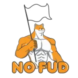😔 NO FUD doge, perro, meme, cripto, humor, bandera blanca, dibujo animado telegram sticker