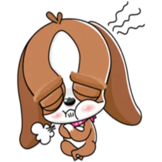 😑 chó, hoạt hình, động vật, buồn, dễ thương, chó con telegram sticker