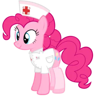 😷 Pinkie Pie My Little Pony Пинки Пай, медсестра, My Little Pony, мультфильм, пони, доктор telegram sticker