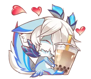 😋 Dessin animé, Mignon, Animal, Amour, Coeur, Boissons, Boba, Bubble tea whatsapp sticker