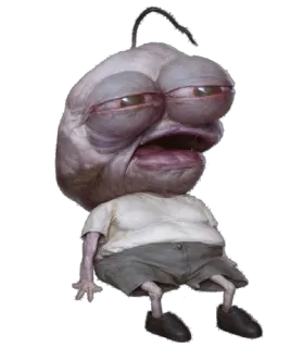 👶 Cartoon, müde, Alien, traurig, Augen, Kreatur whatsapp sticker