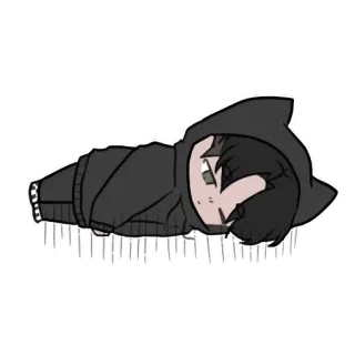 🥱 Chibi, triste, Emo, Anime, Dibujos animados, Sudadera con capucha, acostado whatsapp sticker