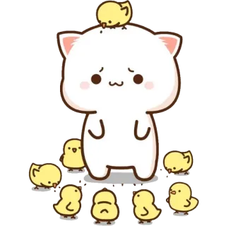 🐥 cat, chickens, cute, animals, cartoon, kawaii, sticker whatsapp sticker