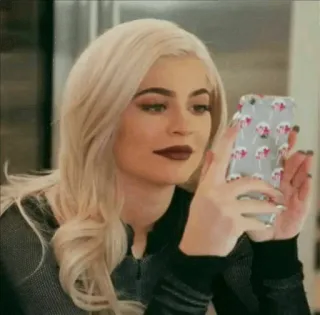 🍇 Kylie Jenner persona, celebrità, donna, bionda, trucco, iphone telegram sticker