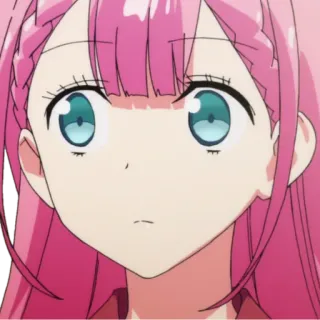 😕 Anime, Hoạt hình, Cô gái, Tóc hồng, Chân dung, Nhân vật telegram sticker