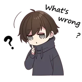 😐 What's wrong? anime, ragazzo, domanda, pensare telegram sticker