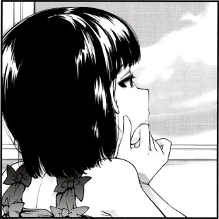 😕 anime, girl, manga, window, looking, illustration telegram sticker