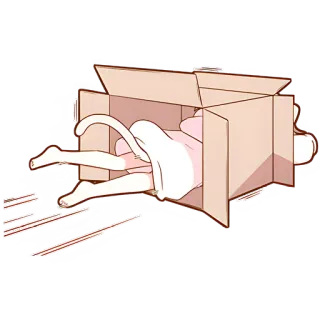 🫣 chat, boîte en carton, mignon, animal, kawaii telegram sticker