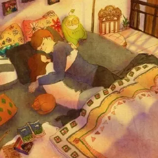 😴 pasangan, tidur, nyaman, kamar tidur, imut, cinta, santai telegram sticker