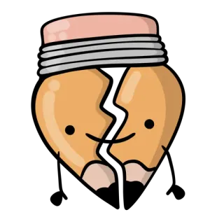 💔 lápis, quebrado, coração, desenho animado, triste, desenho, papelaria whatsapp sticker