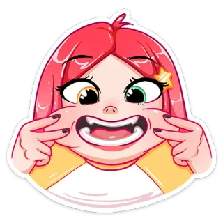 😁 girl, sticker, cartoon, pink hair, anime, cute, funny, face whatsapp sticker