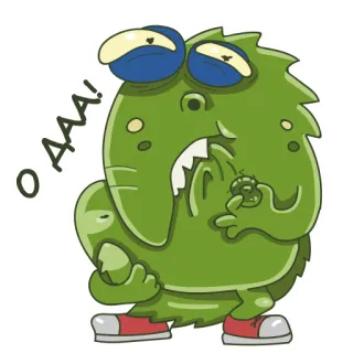 💦 O AAA! mostro, cartone animato, divertente, verde, personaggio, espressione telegram sticker